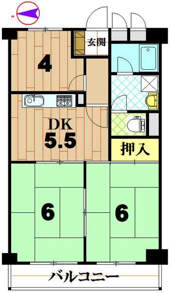 Floor plan. 3DK, Price 11.3 million yen, Occupied area 49.28 sq m , Balcony area 5.32 sq m