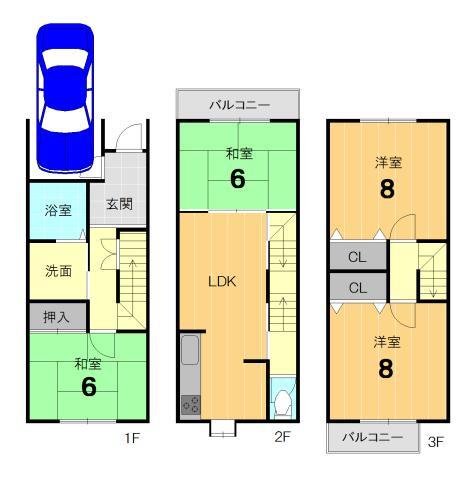 Floor plan. 23.8 million yen, 4LDK, Land area 54.01 sq m , Building area 95.94 sq m