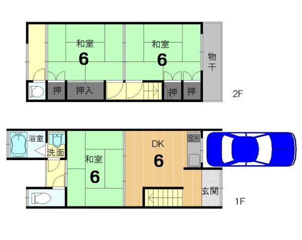 Floor plan. 12.8 million yen, 3DK, Land area 48.22 sq m , Building area 63.39 sq m