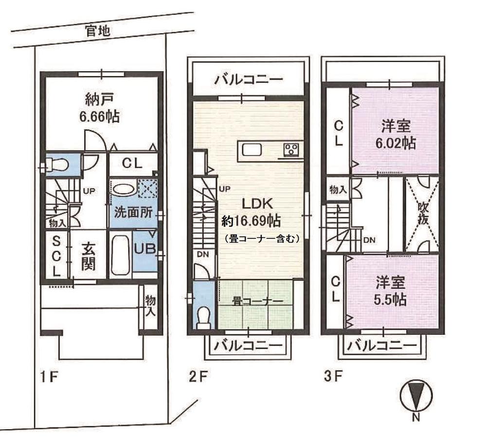 Floor plan. 28.8 million yen, 3LDK, Land area 63.43 sq m , Building area 95.1 sq m floor plan