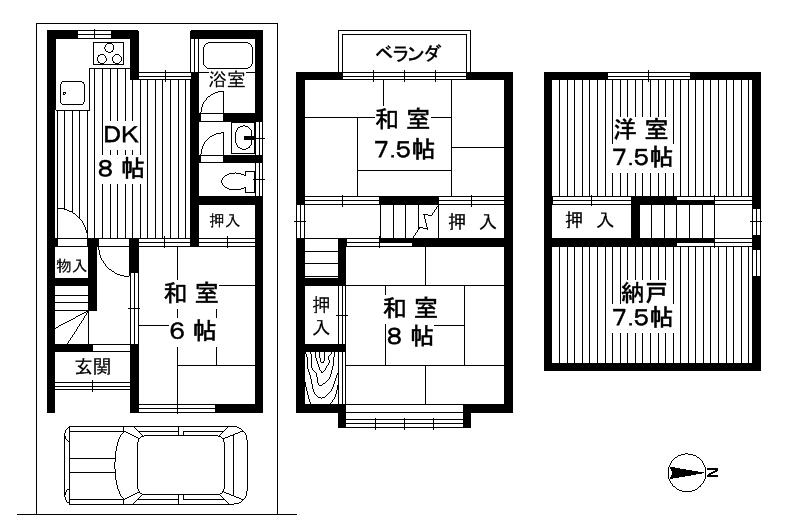 Floor plan. 16,900,000 yen, 4DK + S (storeroom), Land area 44 sq m , Building area 81.96 sq m