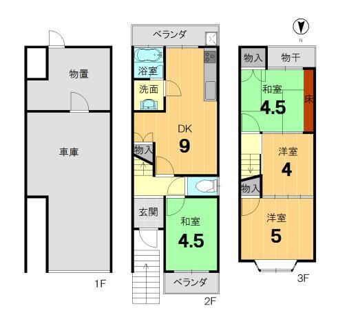Floor plan. 12.5 million yen, 4DK, Land area 43.4 sq m , Building area 82.11 sq m