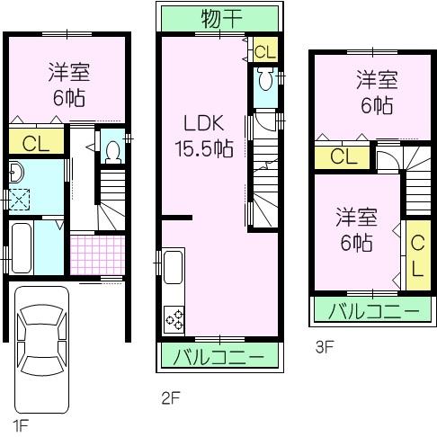 Floor plan. (# 22 13), Price 28,300,000 yen, 3LDK, Land area 51.29 sq m , Building area 80.32 sq m