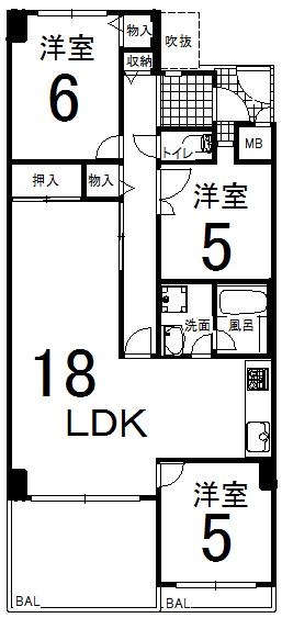 Floor plan. 3LDK, Price 15.8 million yen, Occupied area 72.96 sq m , Balcony area 12.2 sq m