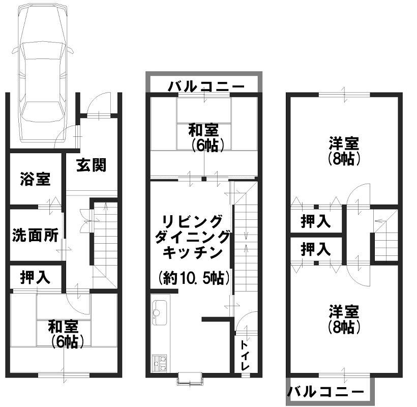 Floor plan. 22,800,000 yen, 4LDK, Land area 54.01 sq m , Current state priority per building area 95.94 sq m schematic