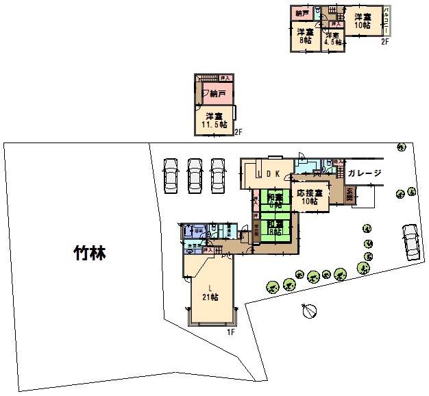Floor plan. 80 million yen, 7LDK + 2S (storeroom), Land area 1,418.12 sq m , Building area 254.85 sq m