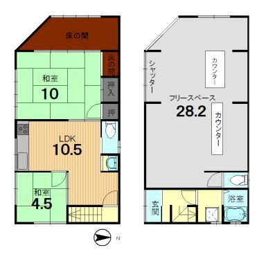Floor plan. 24,950,000 yen, 2LDK, Land area 65.89 sq m , Building area 108.72 sq m