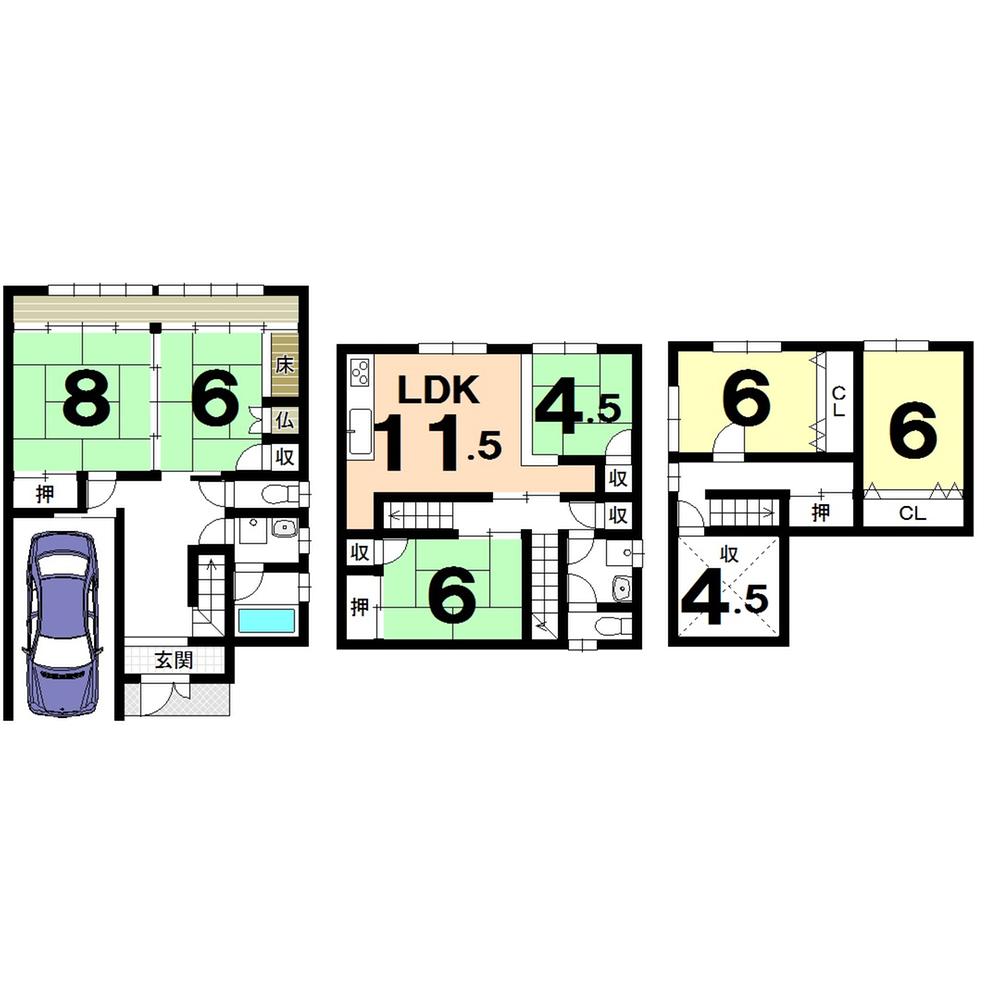Floor plan. 31,800,000 yen, 6LDK, Land area 105.49 sq m , Building area 152.44 sq m