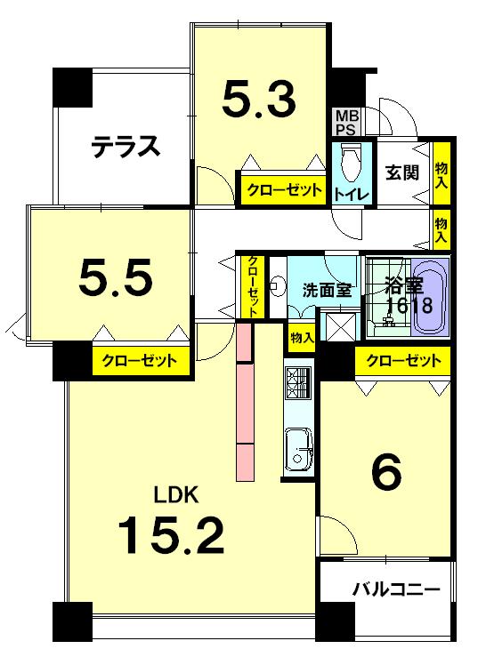 Floor plan. 3LDK, Price 27,800,000 yen, Occupied area 74.43 sq m , Balcony area 10.8 sq m
