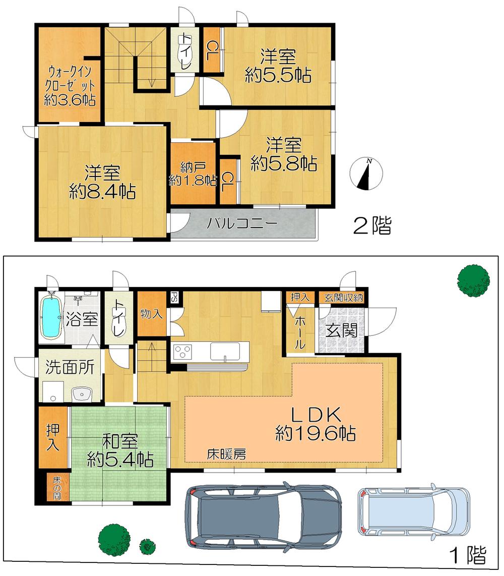 Floor plan. 73,800,000 yen, 4LDK + S (storeroom), Land area 131.08 sq m , Building area 117.98 sq m