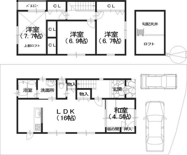 Floor plan. 38,500,000 yen, 4LDK, Land area 136.14 sq m , Building area 97.38 sq m