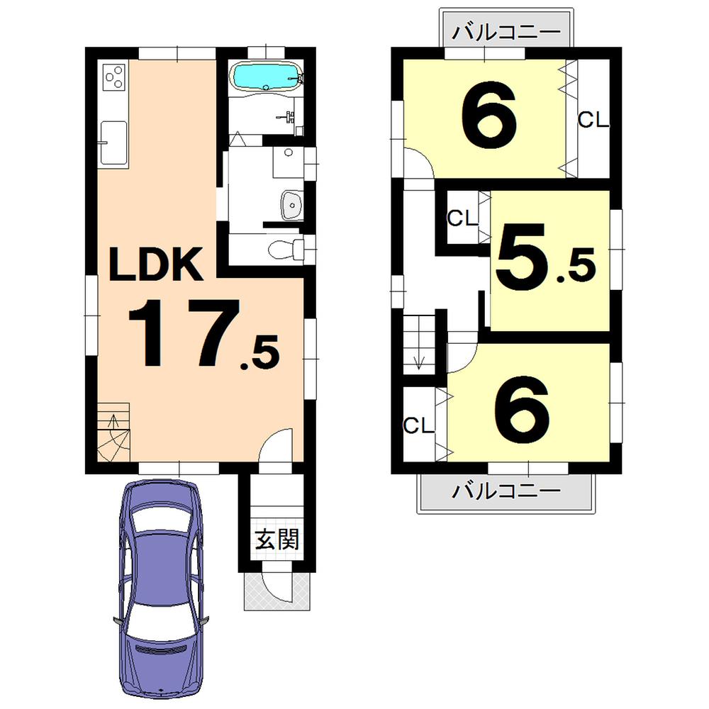 Building plan example (floor plan). Building plan example (No. 1 place) 3LDK, Land price 15,110,000 yen, Land area 69.52 sq m , Building price 13,388,000 yen, Building area 78.98 sq m