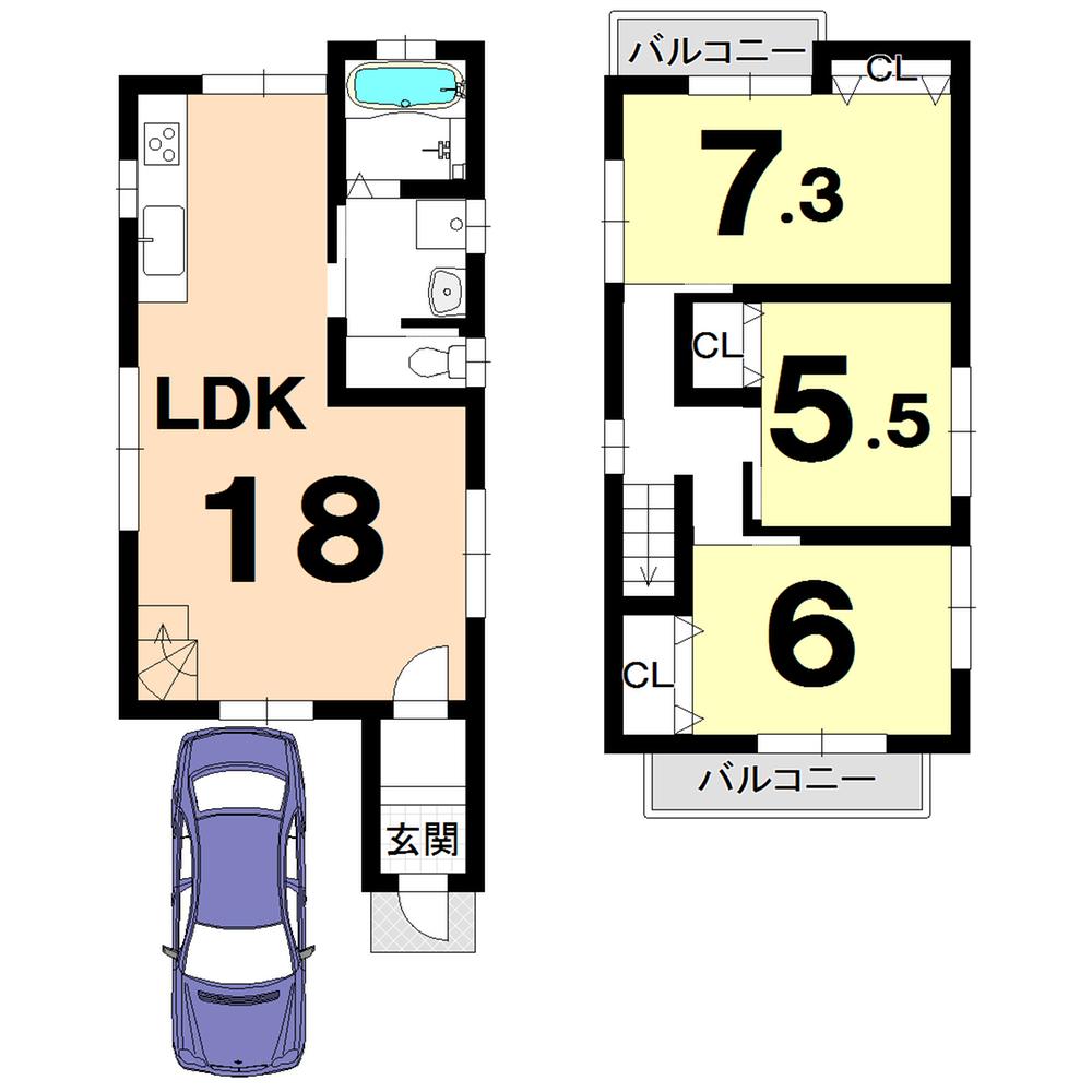 Building plan example (floor plan). Building plan example (No. 3 locations) 3LDK, Land price 15,110,000 yen, Land area 69.52 sq m , Building price 13,388,000 yen, Building area 81.64 sq m
