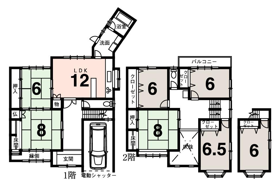 Floor plan. 38,800,000 yen, 7LDK, Land area 154.64 sq m , Building area 168.82 sq m