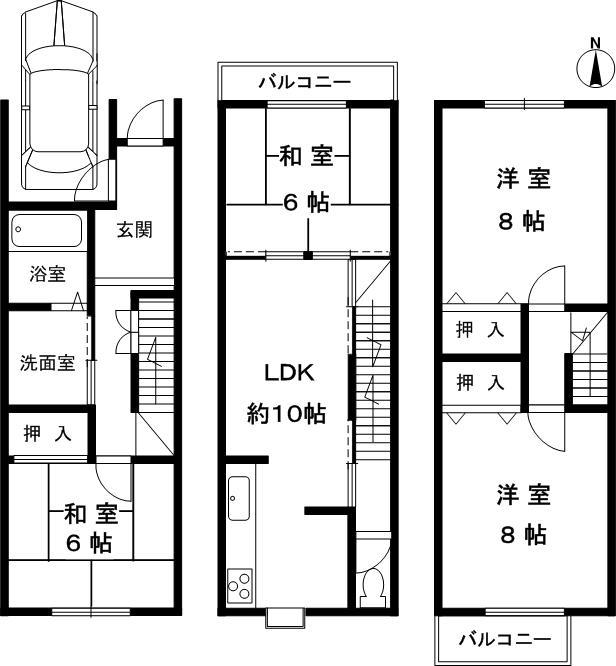 Floor plan. 22,800,000 yen, 4LDK, Land area 54.01 sq m , Building area 95.94 sq m