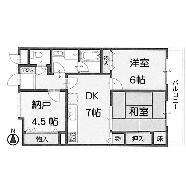 Floor plan. 2DK + S (storeroom), Price 13.8 million yen, Occupied area 59.97 sq m , Balcony area 7.56 sq m