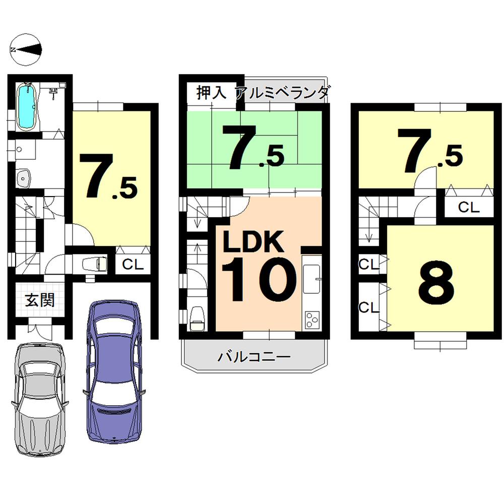 Floor plan. 32,800,000 yen, 4LDK, Land area 67.87 sq m , Building area 98.55 sq m