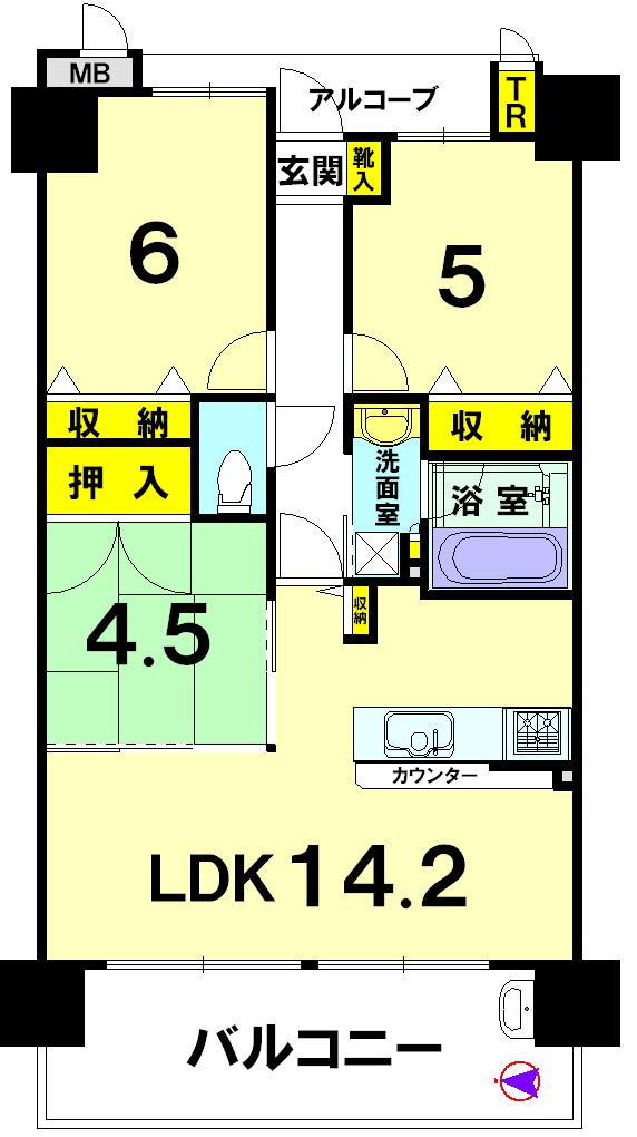 Floor plan. 3LDK, Price 23.8 million yen, Footprint 64.6 sq m , Balcony area 11.78 sq m