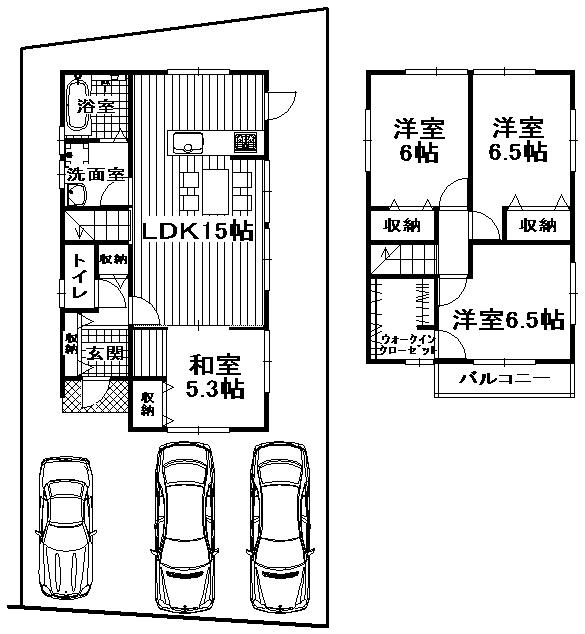 Floor plan. 35,800,000 yen, 4LDK, Land area 120.09 sq m , Building area 89.1 sq m walk-in closet is also available amount of storage wealth. 