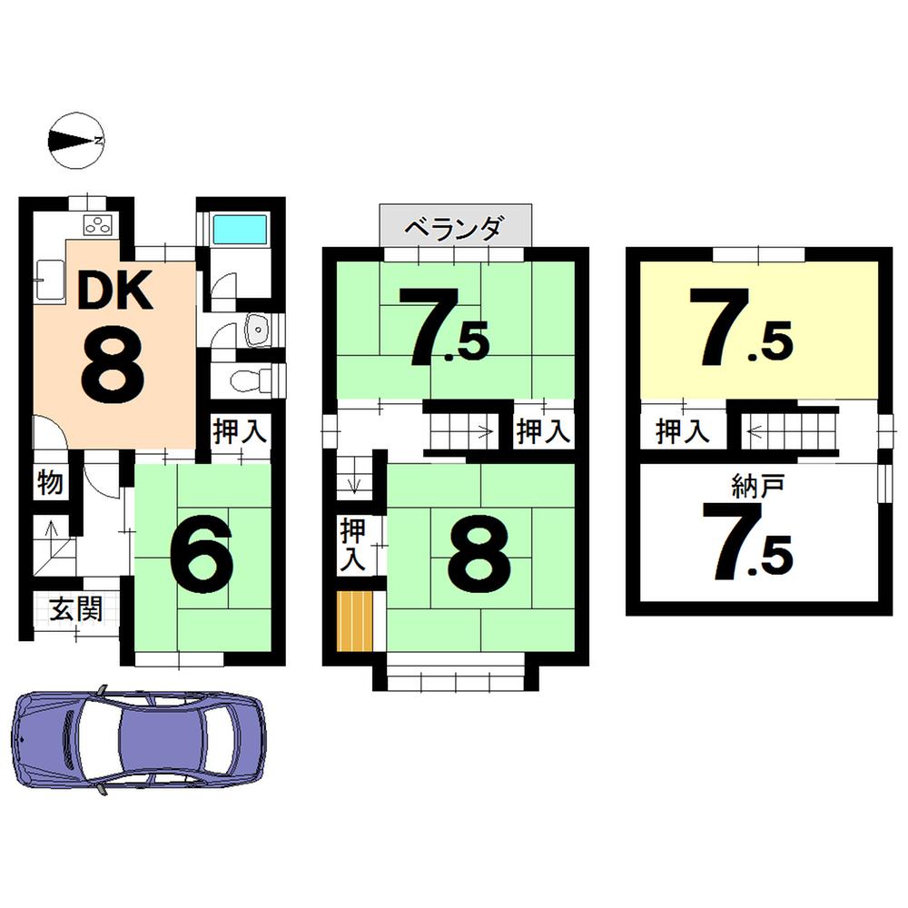 Floor plan. 16,900,000 yen, 5DK, Land area 44 sq m , Building area 81.96 sq m