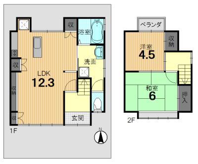 Floor plan. 24,800,000 yen, 2LDK, Land area 69.4 sq m , Building area 59.93 sq m