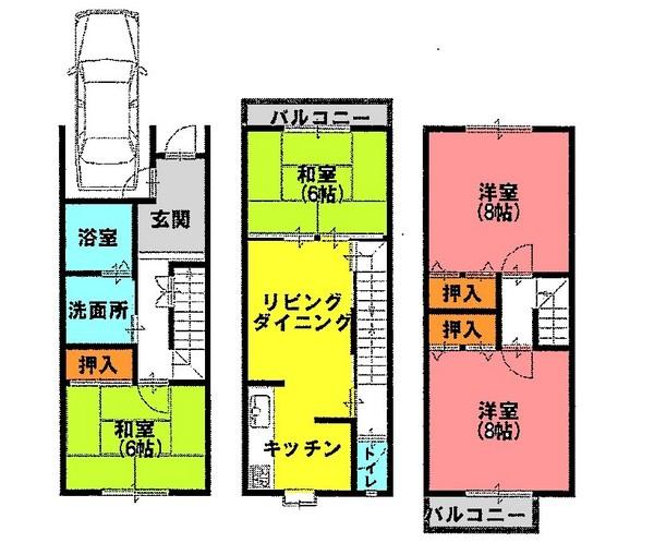 Floor plan. 23.8 million yen, 4LDK, Land area 54.01 sq m , Building area 95.94 sq m