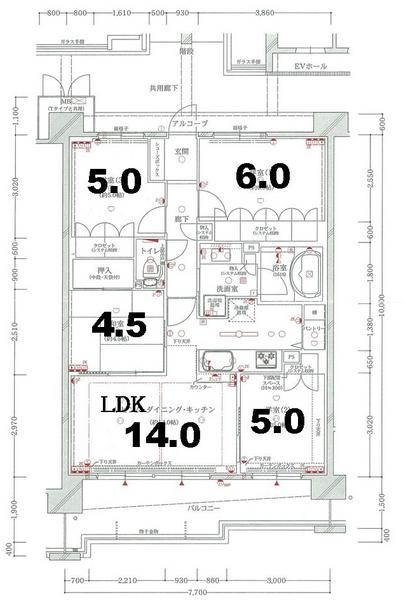Floor plan. 4LDK, Price 31,800,000 yen, Footprint 77 sq m , Balcony area 13.71 sq m