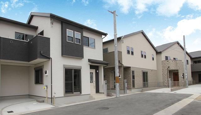 Local appearance photo. Row of houses on a street