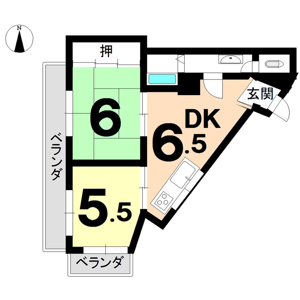 Floor plan. 2DK, Price 9.45 million yen, Occupied area 37.41 sq m