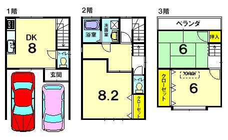 Floor plan. 18.3 million yen, 3DK, Land area 43.62 sq m , Building area 89.1 sq m