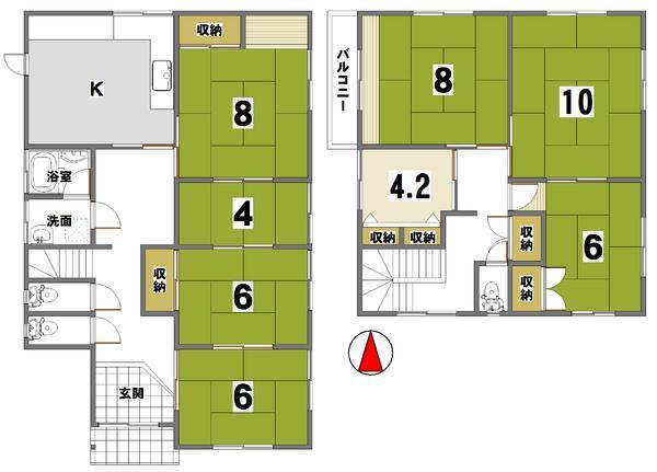 Floor plan. 47 million yen, 7K+S, Land area 298.83 sq m , Building area 148.26 sq m
