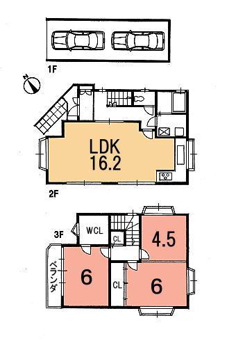 Floor plan. 18,800,000 yen, 3LDK, Land area 56.54 sq m , Building area 98.82 sq m