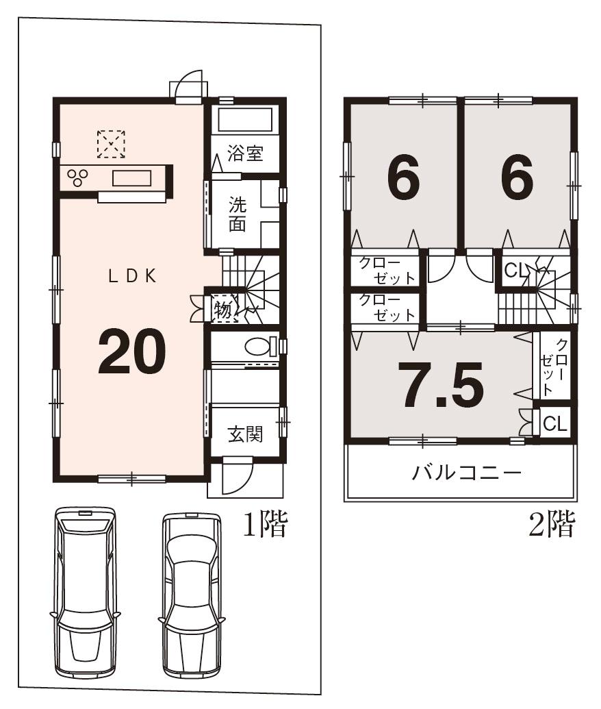 Compartment view + building plan example. Building plan example (No. 3 locations) 3LDK, Land price 27.3 million yen, Land area 128.95 sq m , Building price 16,980,000 yen, Building area 93.58 sq m