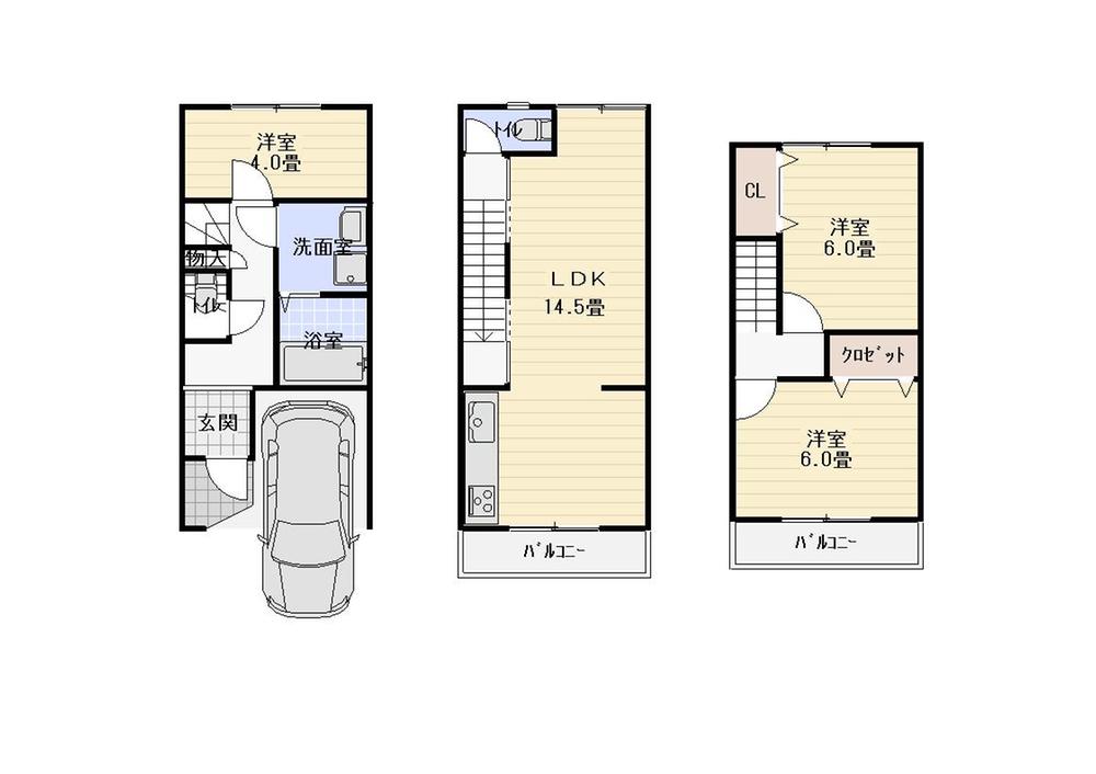 Floor plan. 24.5 million yen, 3LDK, Land area 55.86 sq m , Building area 81.6 sq m