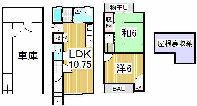 Floor plan. 10.5 million yen, 2LDK, Land area 33.41 sq m , Building area 75.86 sq m