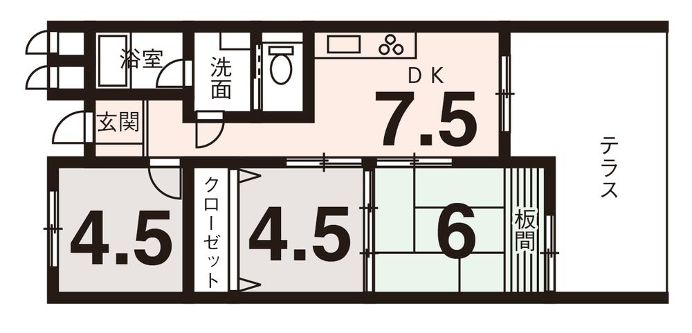 Floor plan. 3DK, Price 6.8 million yen, Occupied area 51.57 sq m , Balcony area 0.81 sq m