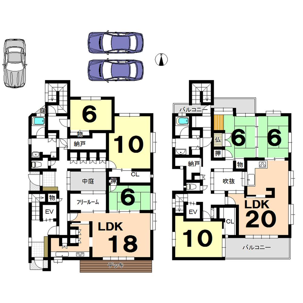 Floor plan. 88 million yen, 6LDK, Land area 452 sq m , Building area 253.52 sq m wide 2 family houses has emerged! ! 