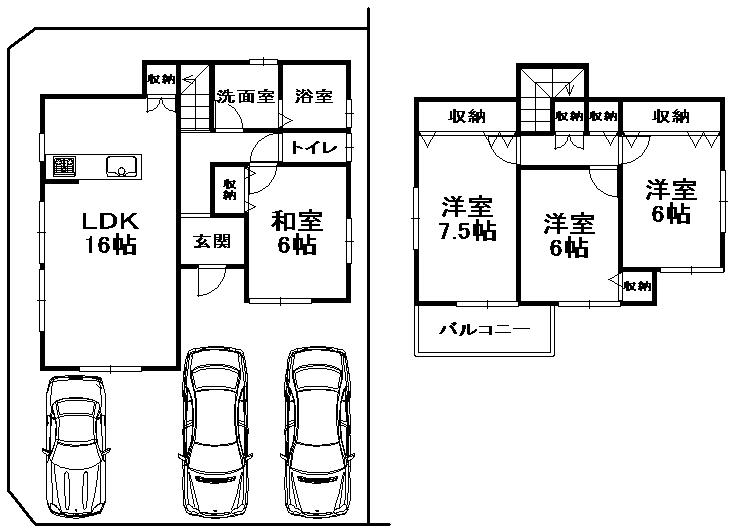 Floor plan. 42,800,000 yen, 4LDK, Land area 122.1 sq m , The building area is 97.2 sq m Zenshitsuminami facing plan. Living also There is also becoming counter kitchen 16 Pledge. 
