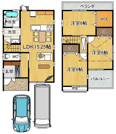 Floor plan. 36,800,000 yen, 3LDK, Land area 102.04 sq m , Building area 78.98 sq m