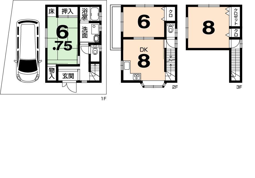 Floor plan. 22,800,000 yen, 3DK, Land area 54.16 sq m , Building area 75.33 sq m