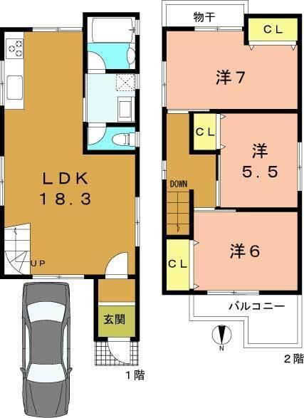 Floor plan. 28.5 million yen, 3LDK, Land area 69.61 sq m , Building area 79.91 sq m