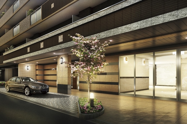 Equipped with a porte-cochere, Entrance approach full of grace (Rendering)