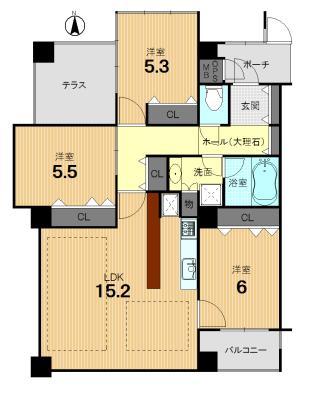 Floor plan. 3LDK, Price 27,800,000 yen, Occupied area 74.43 sq m , Balcony area 10.8 sq m