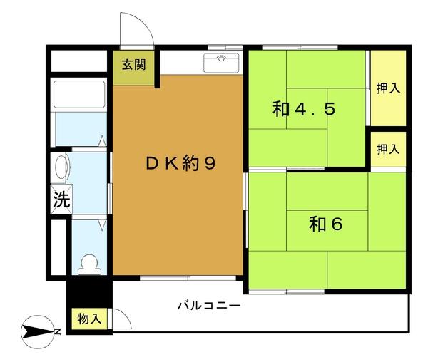 Floor plan. 2DK, Price 8.5 million yen, Occupied area 41.49 sq m