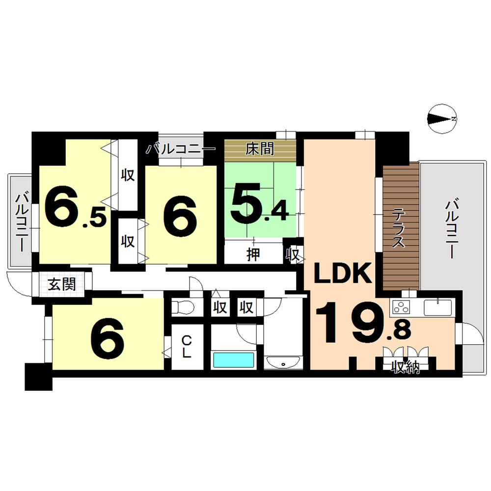 Floor plan. 4LDK, Price 30.5 million yen, Occupied area 95.58 sq m , Balcony area 23.68 sq m