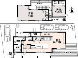 Floor plan. 49,800,000 yen, 2LDK, Land area 154.62 sq m , Building area 103.84 sq m