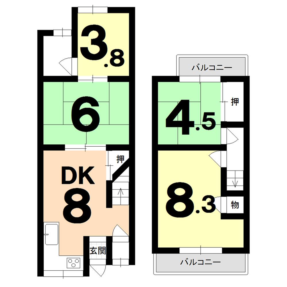 Floor plan. 7.7 million yen, 4DK, Land area 51.8 sq m , Building area 52.88 sq m