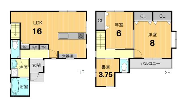 Floor plan. 29,800,000 yen, 2LDK+S, Land area 68.42 sq m , Building area 79.78 sq m