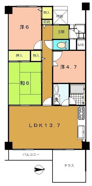 Floor plan. 3LDK, Price 16.8 million yen, Occupied area 67.97 sq m , Balcony area 10.85 sq m