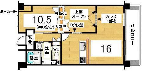 Floor plan. 1LDK, Price 17.8 million yen, Occupied area 57.75 sq m